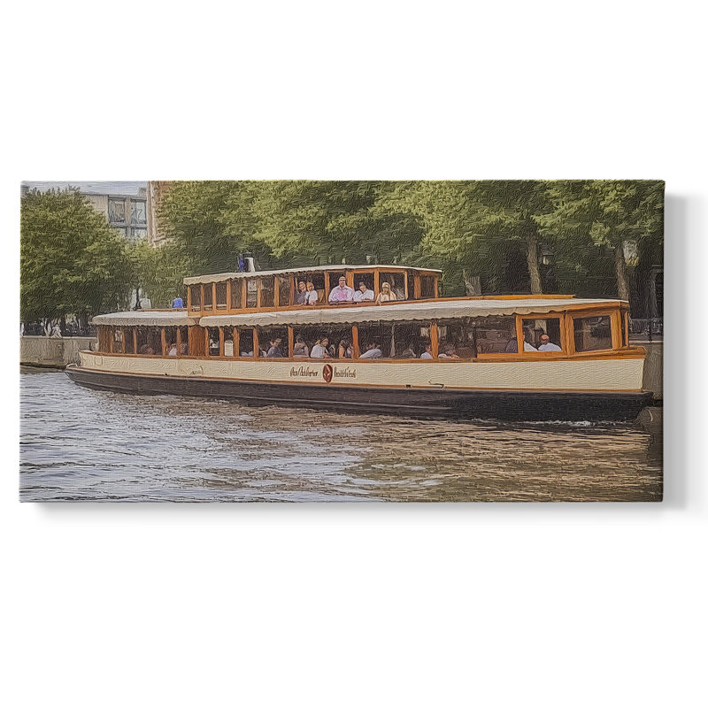 Série nautique - CXCV - Toile tendue avec châssis encadré - Prêt à être accroché, H 21 po x l 41 po, Doré