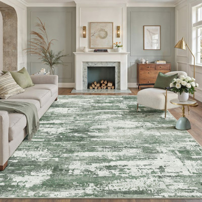 Sarah Modern Abstract Machine Washable Area Rug with Non-Slip Backing