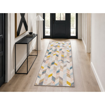 Tapis intérieur / extérieur gris à motif géométrique lavable Khaila