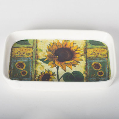 Plateau en porcelaine à motif tournesol