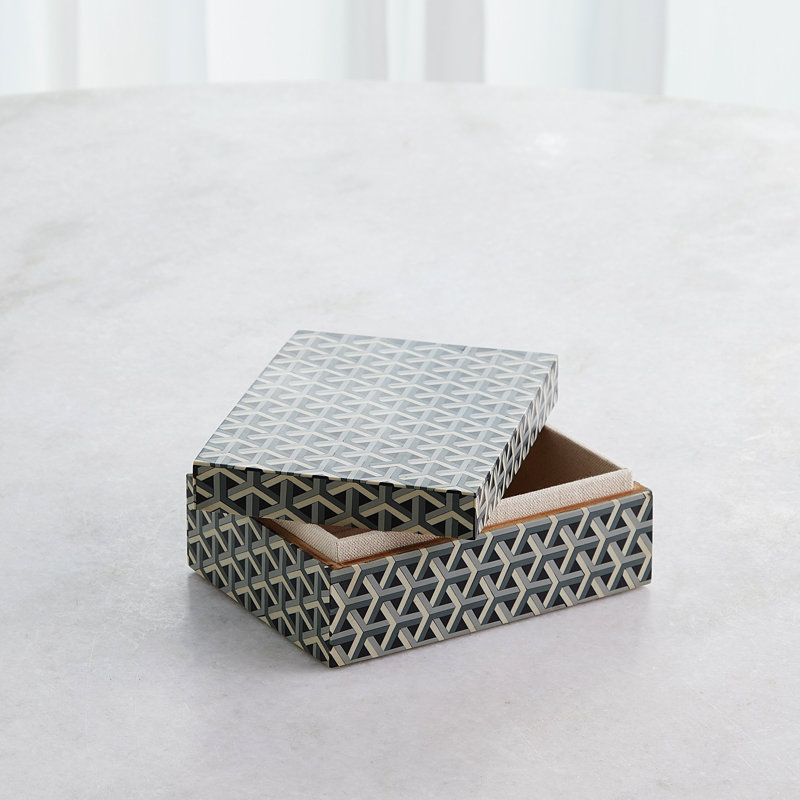 Handmade Rectangle Decorative Box, 3" H x 7.25" W x 5.5" D