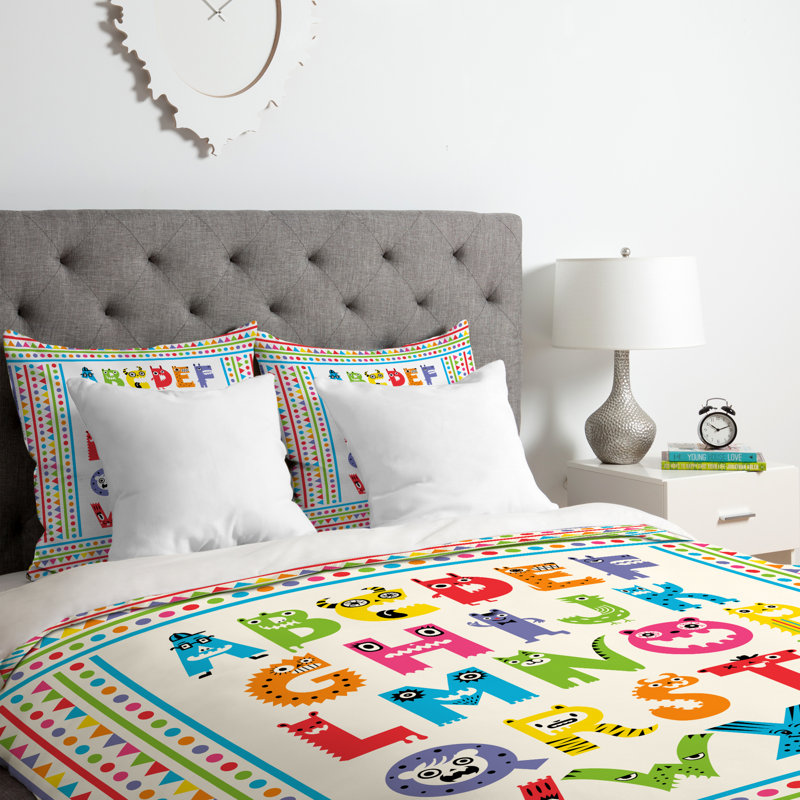 Alphabet Monsters Duvet Cover Set, Twin/Twin XL Duvet Cover + 1 Standard Sham