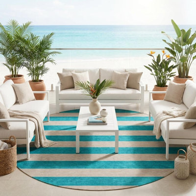 Tapis extérieur rond lavable antidérapant 8 pi