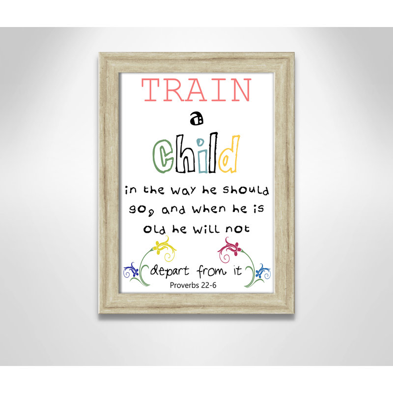 «Train a Chile Train a Child», impression sur papier, H 14 po x l 10 po x P 0,6 po, Cadre plat beige