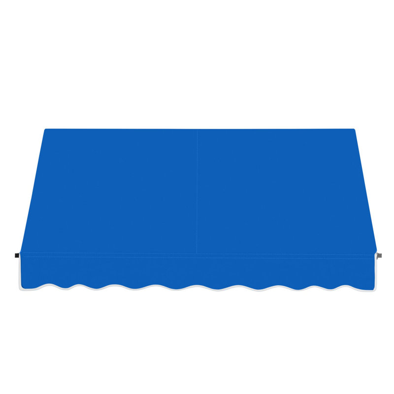 Awntech Santa Fe Acrylic Fabric Fixed Awning with Iron Rope Arms, Bright Blue, 44" H x 124.5" W x 24" D