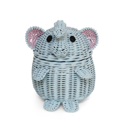 Panier de rangement en rotin avec couvercle Gelsey Elephant