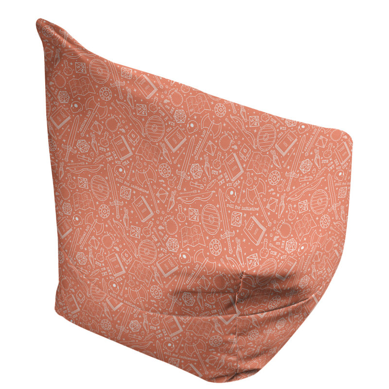 Leffel Bean Bag, No Fill, Orange/Ivory, 120" H x 2" W x 60" D