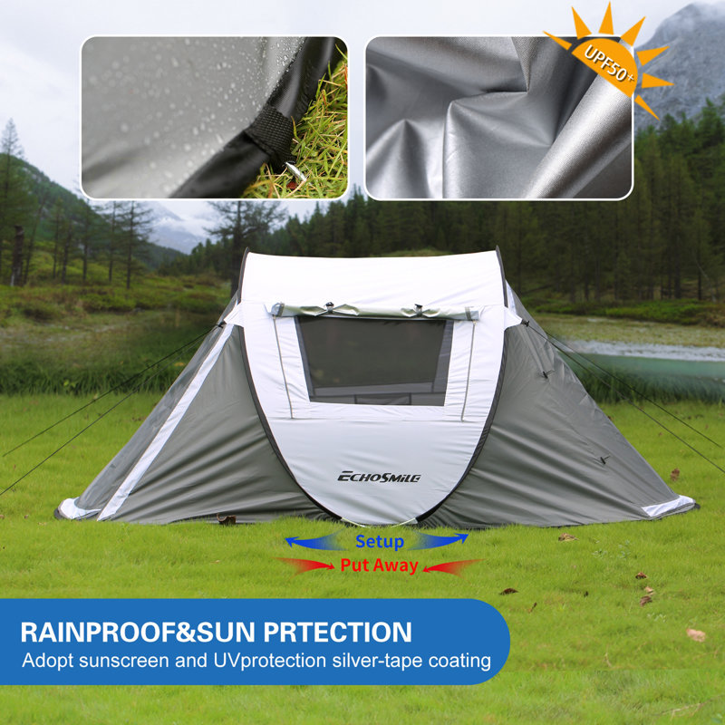 2 Person Pop Up Camping Tent, White;Grey