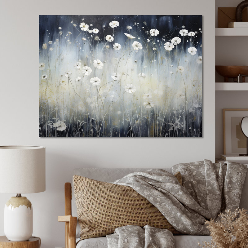 «Misty Opalescent Floral Field II», reproduction sur toile, Toile tendue, H 16 po x l 32 po x P 0,5 po