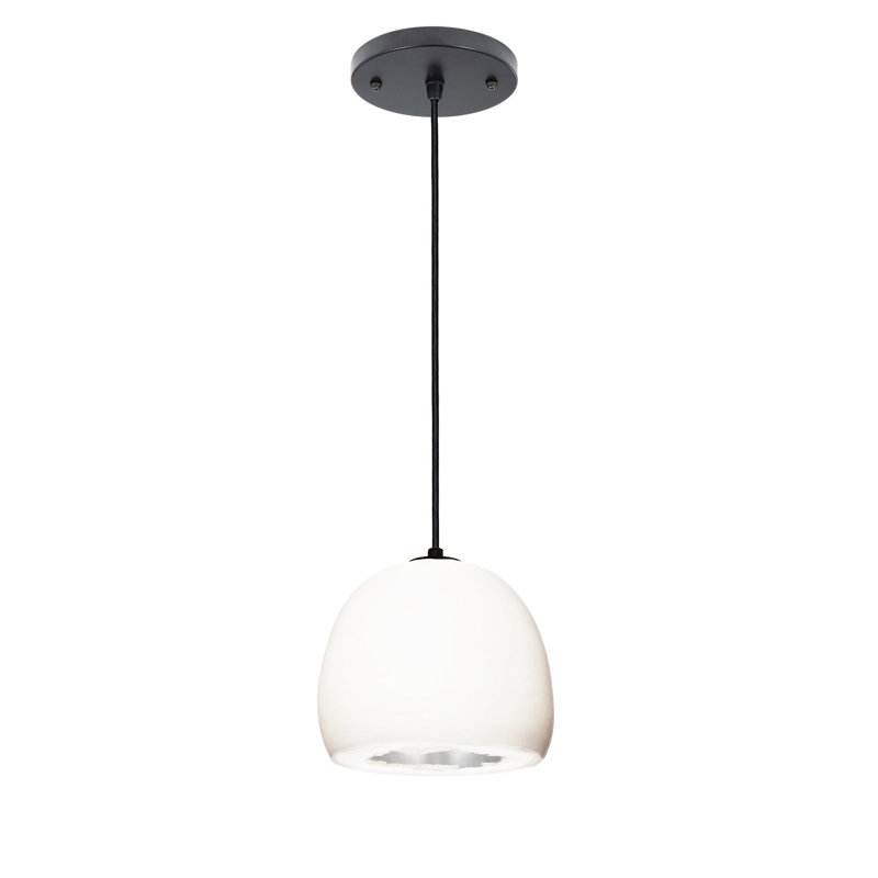 Luminaire suspendu sphérique 1 lumière Geode, Blanc mat, Noir
