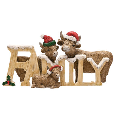 Highland Cow Famiy Figurine