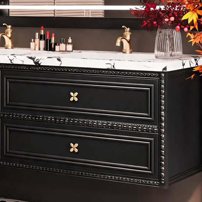 Armoire de salle de bain rétro, H 21,7 po x l 59 po x P 21,7 po, Noir