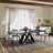 63-94.5" Modern Extend Dining Table for 4-10, Black Sintered Stone Table top, Black Carbon Steel Legs