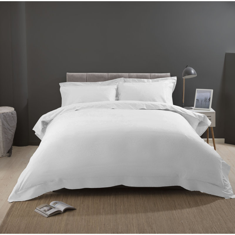 Cotton Solid Colour Duvet Cover Set with Pillowcases Included, White, King Duvet Cover + 2 Standard Pillowcases