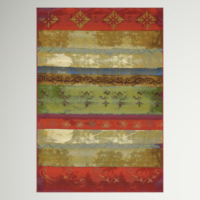 Tapis d'intérieur / extérieur rouge / beige à motif floral Merrimac