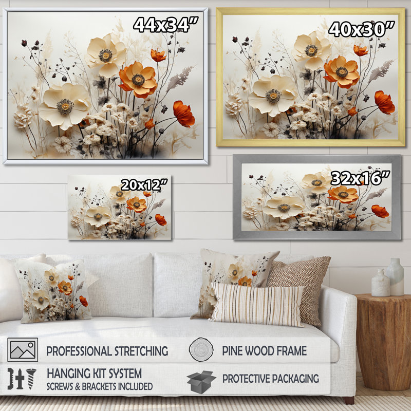 Macaulee Bohemian Earthly Floral Collage II On Canvas Print, 12" H x 20" W, Wrapped Canvas, No Frame