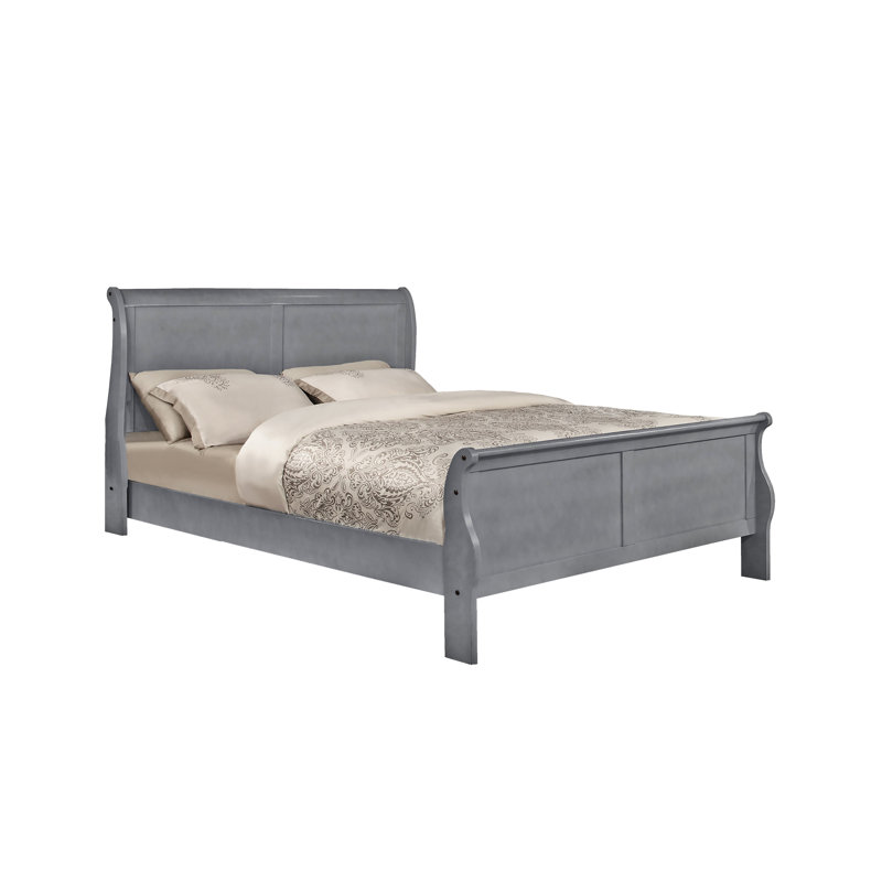 Lit-bateau en bois massif Hemmer, Double, Gris