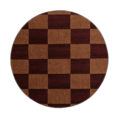 Tapis d'intérieur et d'extérieur à carreaux brun