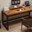 Brown + Black Rectangular Solid Wood + Iron desk-316095348