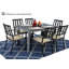 Table de salle à manger rectangulaire Kozyard Coolmen pour terrasse ou intérieur, 149,6 cm (L) x 90,4 cm (l), plateau stratifié imitation bois, brun, pour 6 personnes, idéale pour véranda, balcon ou jardin.-13969416-13969417