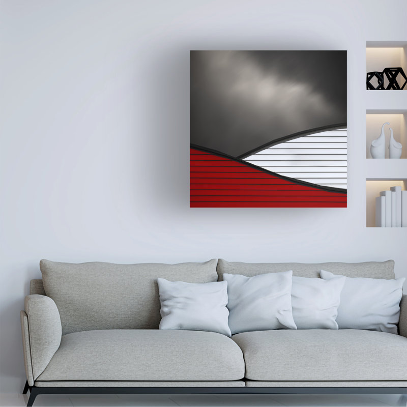 Art sur toile de toit rouge et blanc Gilbert Gilbert, H 14 po x l 14 po