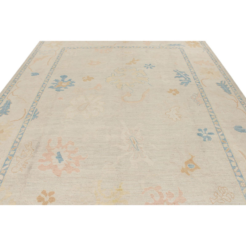 Tapis turc Oushak 9 x 12 beige et ivoire