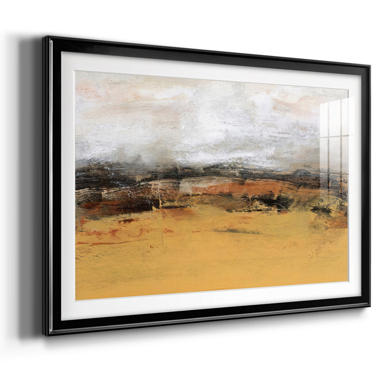 «Bridges Ochre IV», encadré avec cadre biseauté et verre, Noir, H 30 po x l 44 po x P 1,5 po