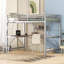 Lit mezzanine double en métal avec bureau et tablette de rangement, lit station de travail argenté pour les adolescents, un dortoir ou une chambre à coucher-1150877692-1150877689