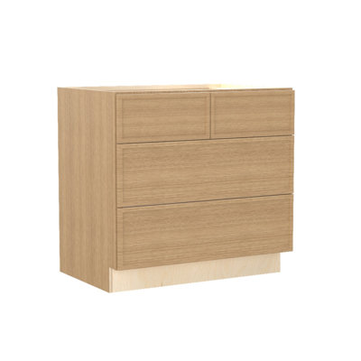 Gallery Express Alton Plywood Assembled 36 in W x 24 in D x 34.5 in H Drawer Base Kitchen Cabinet in Straw