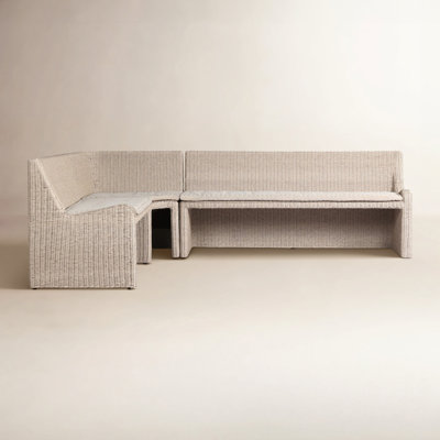 Senna Outdoor Dining Banquette L Shape 106"-Vintage White