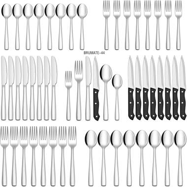 Blahoslav 48-Piece Matte Black Silverware Set with Steak Knives, Black Flatware Set for 8, Stainless Steel Tableware Cutlery Set, Utensil Sets for Kit
