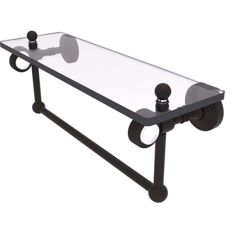 Étagère murale en verre Jarrell, H 5,12 po x l 16 po x p 6,4 po, Bronze huilé