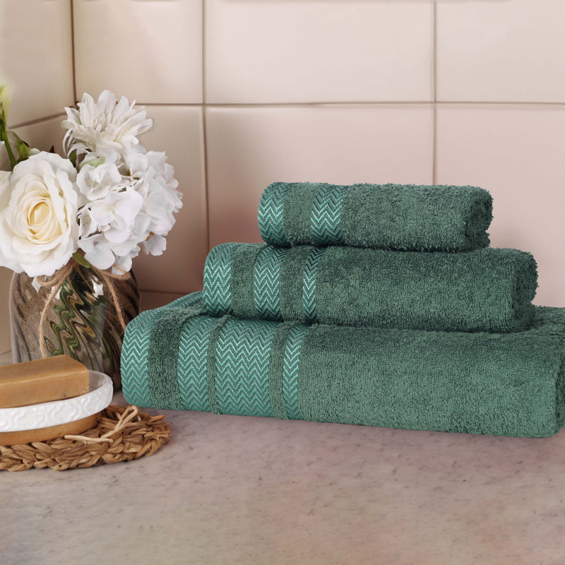 Ensemble de serviettes de bain 3 pièces Bouse Hays, Vert forêt