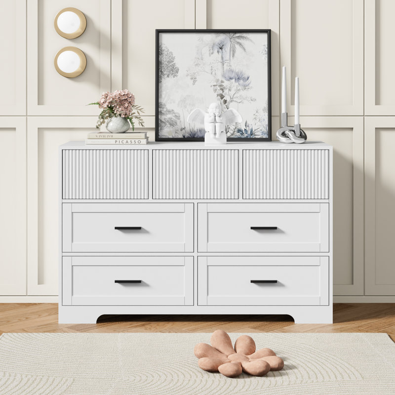 7 - Drawer 47.24"W Double Dresser, White