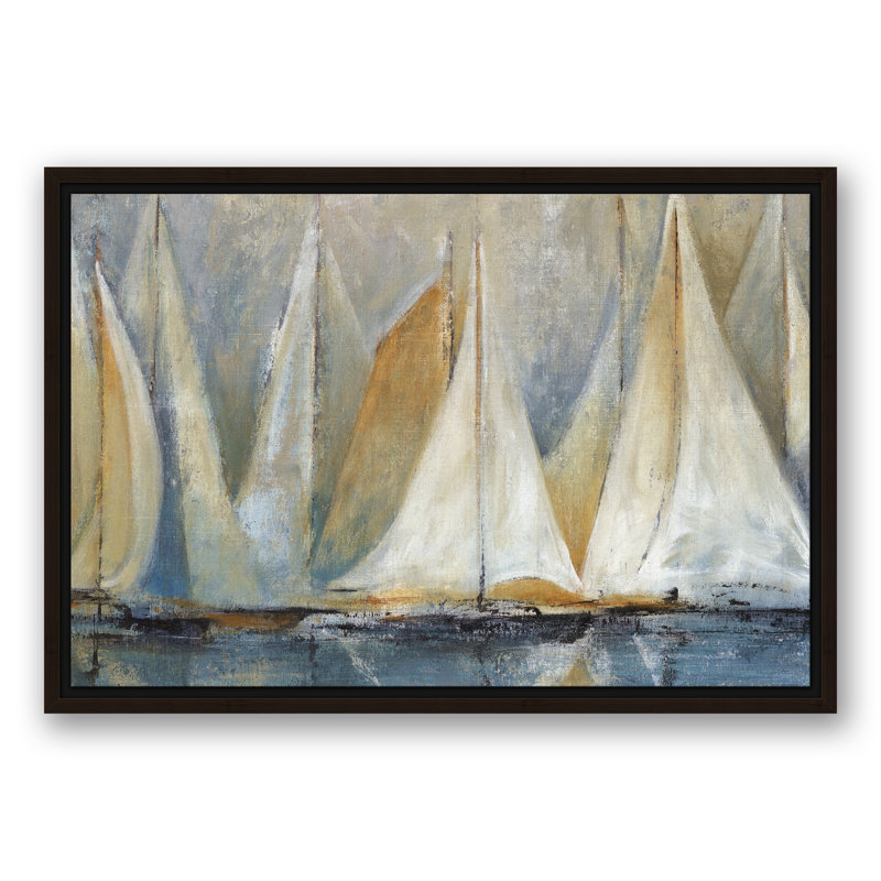 Voiliers sur l'eau - reproduction sur toile, 16 po x 24 po, Impression encadrée, Encadrée