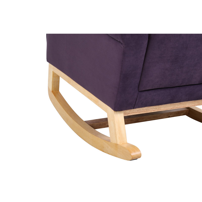 Chaise berçante à haut dossier pour lit de bébé en mauve lavande, revêtement en velours avec rembourrage en mousse, siège de fauteuil moderne d'une capacité de poids de 250 lb