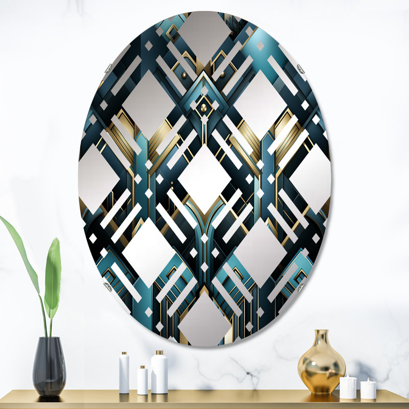 Sarcelle et or Art Déco Glamour géométrique I, L 24 po x H 36 po