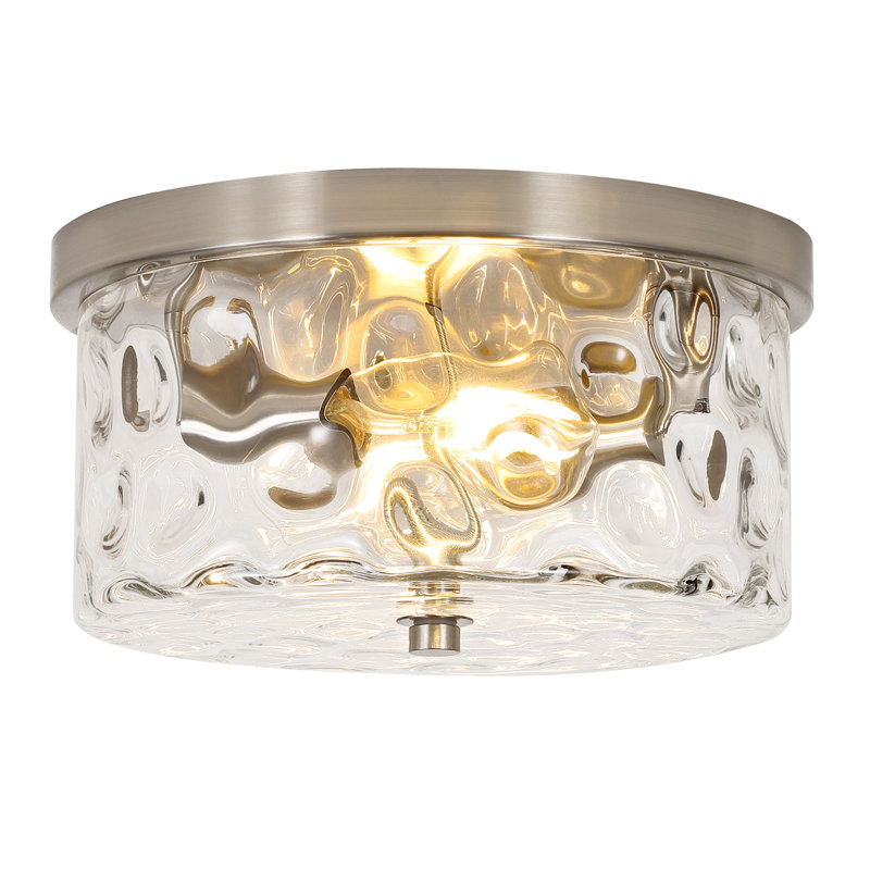 Plafonnier encastré 2 lumières avec verre martelé Alixandra, Nickel brossé, L 11,81 po x l 11,81 po x H 5,9 po