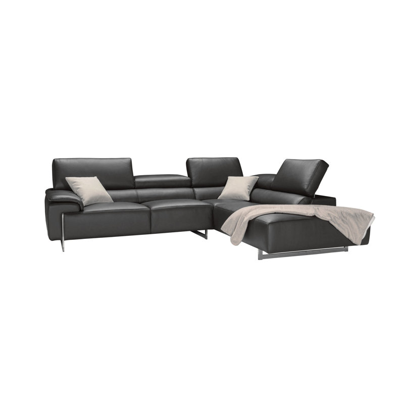 Canapé modulaire faisant face à la droite de 112 po de largeur en cuir véritable