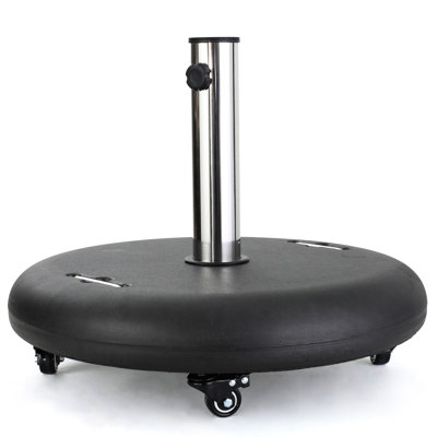 Base de parasol de patio pour l'extérieur - Acier inoxydable noir, carré 21,24 po x 3,15 po