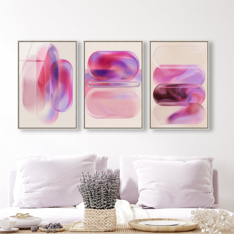 Rose Topaz Set High-Gloss Frameless Acrylic Glass Wall Art Abstract Print by Oliver Gal, Ready to Hang, 10 x 15, 54"H x 36"W