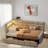 Upholstered Daybed With 2 Drawers, Charging Station, Led Lights, Storage Headboard And Checkered Button Decoration-393330124
