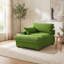 Chaise longue surdimensionnée en velours côtelé gris clair avec accoudoirs et coussins décoratifs Bentura-1650880635-1650880628
