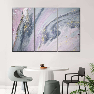 Reproduction d'art sur toile rose et gris
