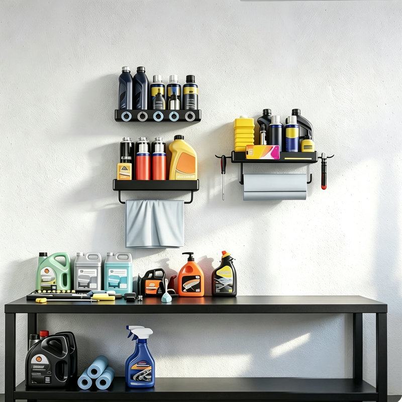 3 Pack Wall Mounted Metal Storage Shelves, Multi-Functional Garage Organizer