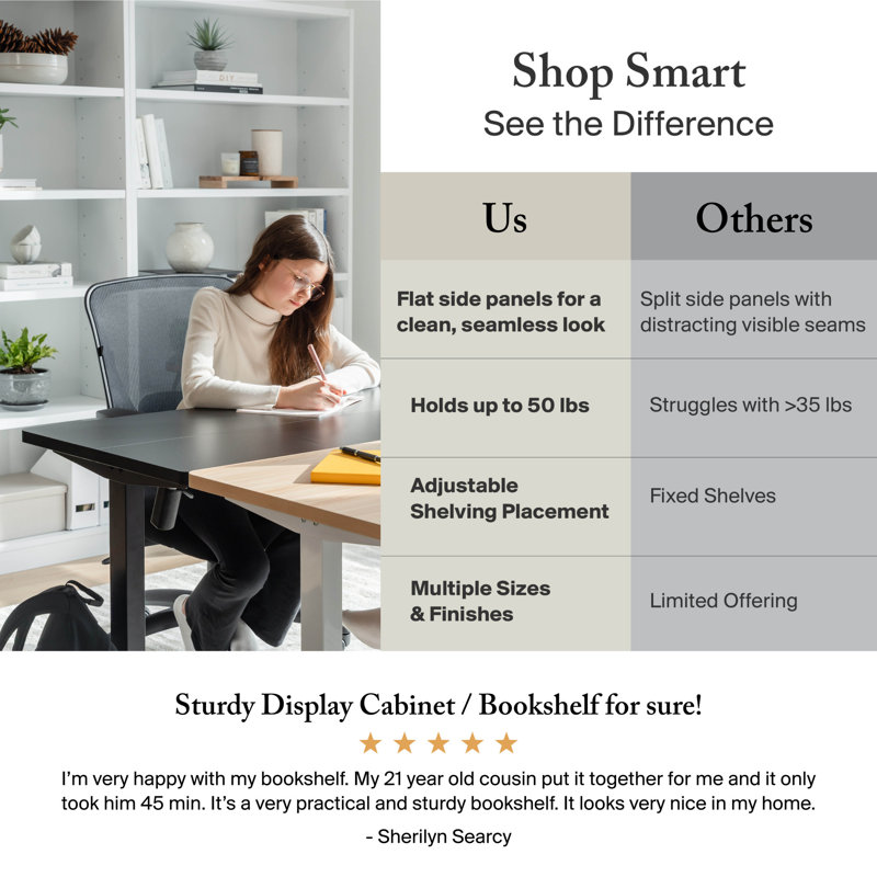 Tall 5 Shelf Bookcase in Driftwood Gray, Driftwood Gray