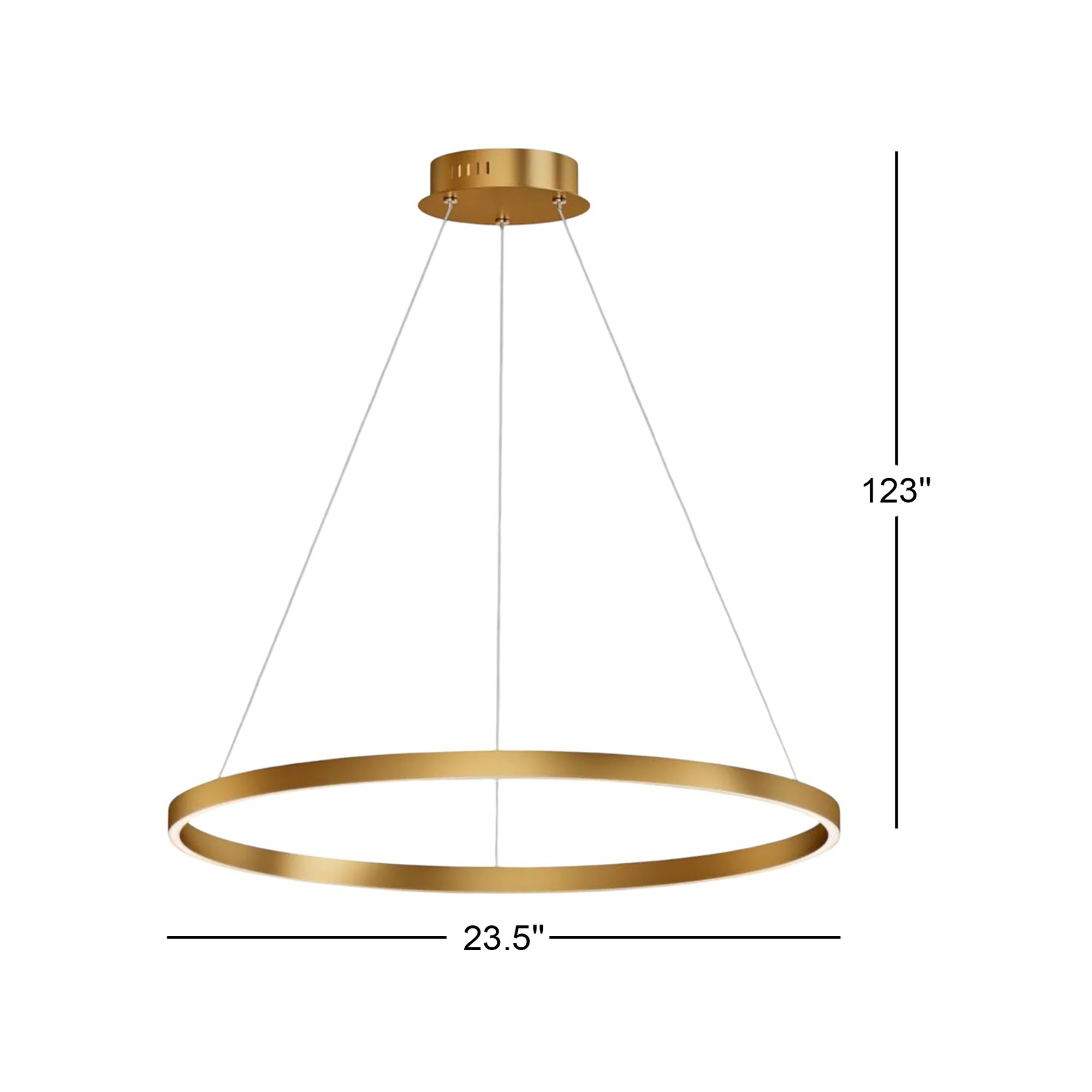 Mills Single Light Dimmable LED Pendant, 1.25" H x 23.5" W x 23.5" D, Gold