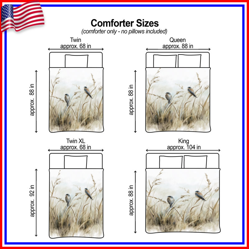 Two Birds On Grass Comforter, King