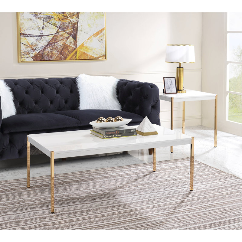 Otrac White & Gold Finish Coffee Table