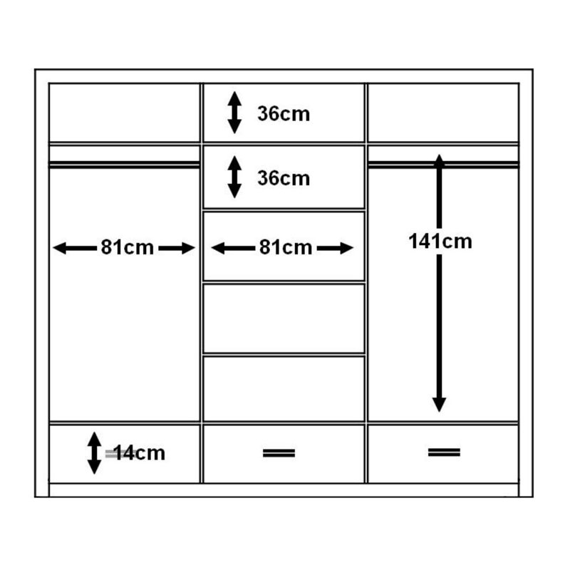 Tengan 3 Door Manufactured Wood Wardrobe, Grey